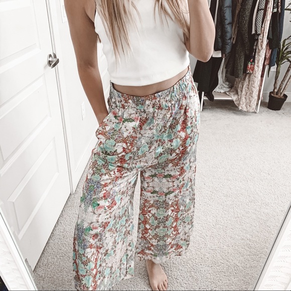 Pierre Balmain Pants - Pierre Balmain Silk Blend Floral Wide Leg Pants